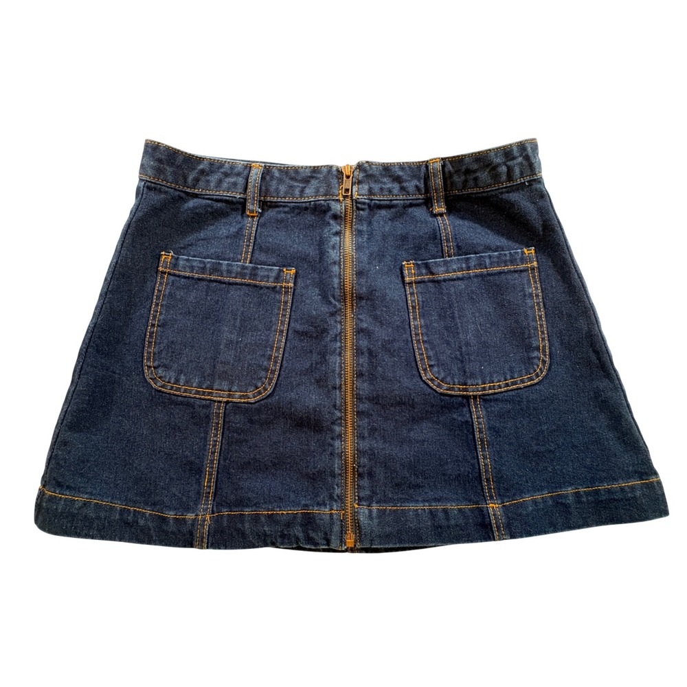 Forever 21 Denim Mini Skirt Womens 29 Dark Wash Zip Front A-Line Cotton Jean
